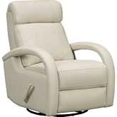 Harlee Swivel Glider Recliner in Troy Cream Top Grain Leather